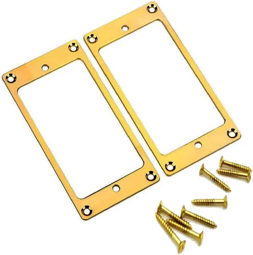 Vista 7 de 2 piezas Share Goo Metal Flat Humbucker Cover Electric Guitar Pickup Frame Anillo de montaje con tornillos (negro)