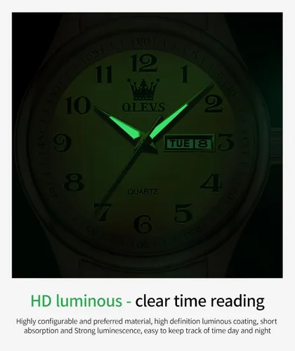 Vista 5 de OLEVS Reloj para hombre vestido de negocios diamante analógico cuarzo fecha lujo clásico acero inoxidable impermeable luminoso dos tonos reloj