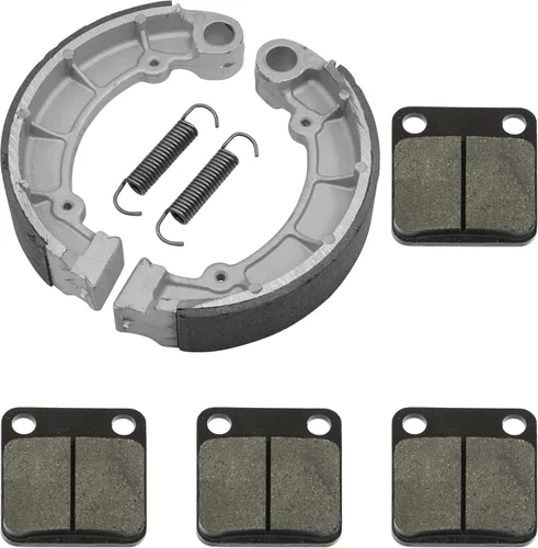 Vista 4 de Caltric Pastillas de freno delanteras y zapatas traseras compatibles con Kawasaki Kvf300 Kvf-300 Prairie 300 4X4 1999-2002