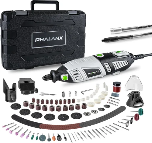 Vista 7 de Kit de herramientas rotativas de 180 W, PHALANX de 1.5 amperios de 6 velocidades variables con eje flexible, multiherramienta de 8000 a 32000 RPM