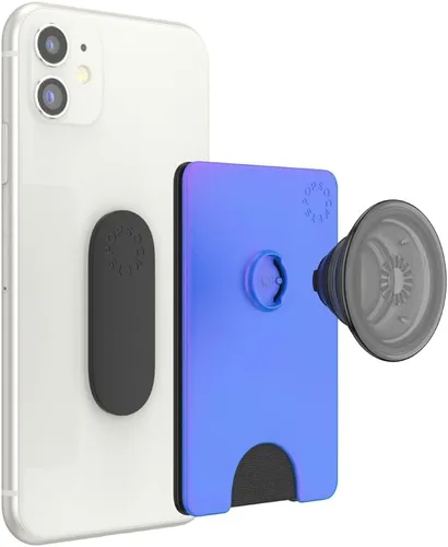 Vista 3 de Cartera para teléfono PopSockets con agarre expandible para teléfono, tarjetero para teléfono, PopWallet sólido - Neo Noir