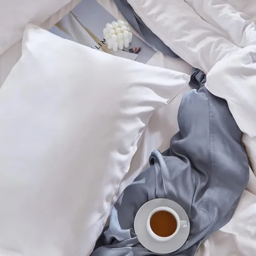 Vista 6 de SLEEP ZONE Juego de 2 fundas de almohada tamaño King, rayón derivado de bambú, color blanco, fundas de almohada suaves y transpirables con cierre
