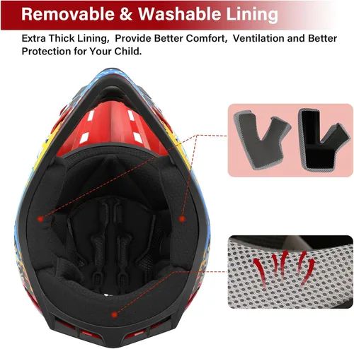 Vista 16 de SLMOTO - Casco DOT para niños y jóvenes, casco de motocross para todoterreno y calle, casco de motocicleta, casco de bicicleta de tierra, motocross