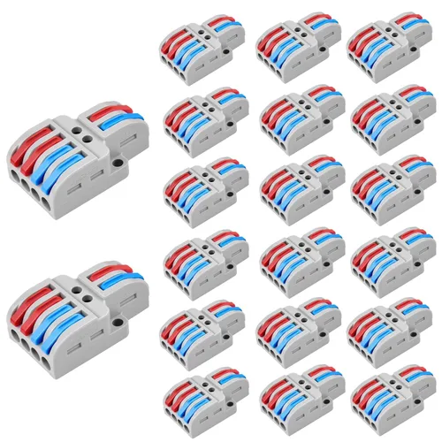 Vista 28 de Nineleaf Conectores de cable de palanca, conectores compactos de empalme de alambre en línea, terminales eléctricos modulares reutilizables 1 en 1