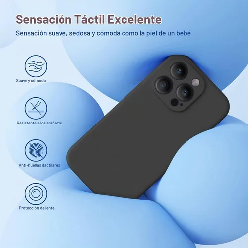 Vista 3 de Miracase Funda diseñada para iPhone 14 Pro Max con protector de pantalla, [Protección mejorada y actualizada de la cámara], funda de silicona Negro
