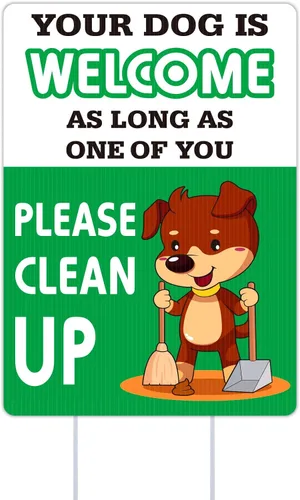 Vista 7 de Letrero de "Clean Up After Your Dog" de 8 x 12 pulgadas con estacas de metal, letreros de doble cara para césped de patio, mascotas deben estar