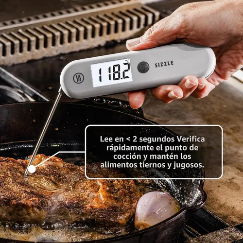 Vista 2 de ThermoWorks SIZZLE - Termómetro digital para carne, lectura instantánea en 2 segundos, impermeable, sonda plegable con parte trasera magnética