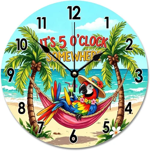 Vista 49 de Reloj de pared Whatever Modern Wood Clock de 10 pulgadas, silencioso, sin tictac, funciona con pilas, para sala de estar, dormitorio, cocina, A
