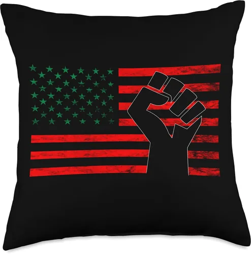 Vista 4 de Pan African Pride Black History Afro-American Black History Juneteenth Pan African UNIA Flag Throw Pillow, 16x16, Multicolor