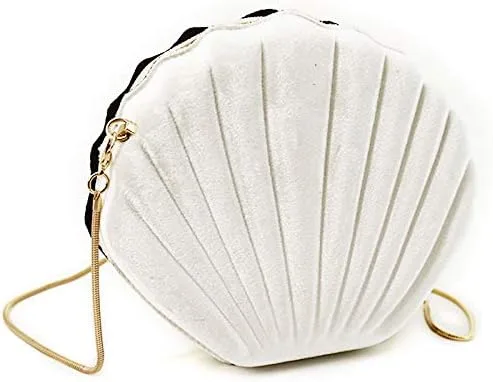 Vista 4 de Bolso de noche de concha de mar para mujer, bolso de hombro con correa de cadena de sirena, bolso de mano