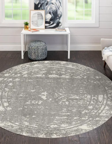 Vista 36 de Unique Loom Lennon Collection - Alfombra de área Zal (2 pies x 3 pies 1 pulgada, rectangular, gris y marfil)