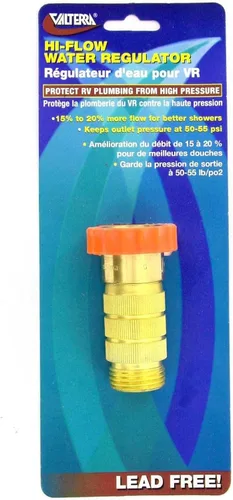 Vista 3 de Regulador de agua Valterra para RV de alto flujo, regulador de agua de alto flujo de latón sin plomo para cámper, remolque, sistema de fontanería