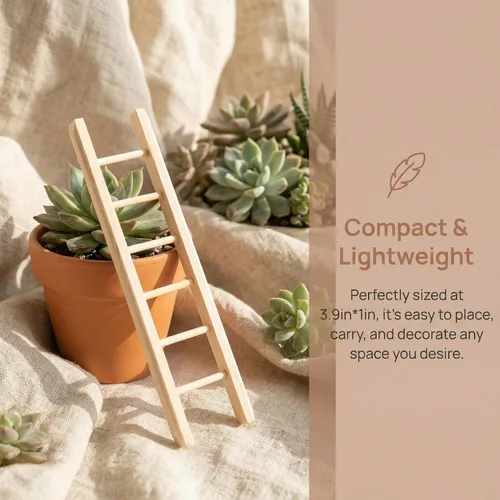Vista 4 de Mini escalera de juguete para mascotas, mini casa de muñecas, muebles de casa de muñecas, escalera de madera, pequeña figurita, decoración