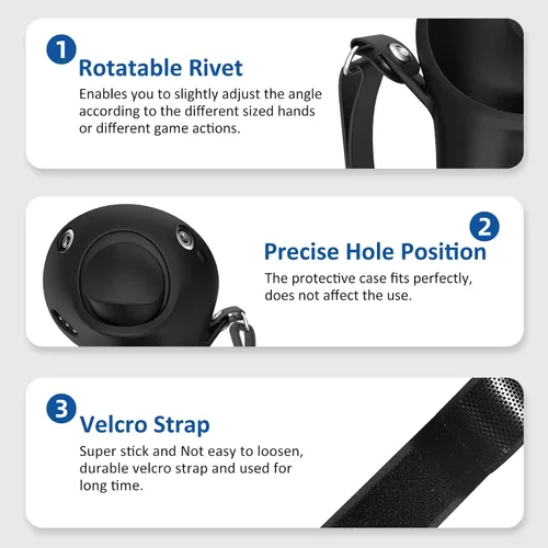 Vista 6 de Vakdon Controller Grip Cover Compatible for Meta Quest Pro Accessories Anti-Throw Handle Protective Sleeve Silicone Cover with Adjustable Knuckle