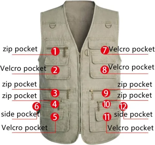 Vista 2 de Yipin Shang Chaleco de algodón multifuncional de 16 bolsillos para hombre, clásico, práctico, caza, viajes, montañismo, trotar