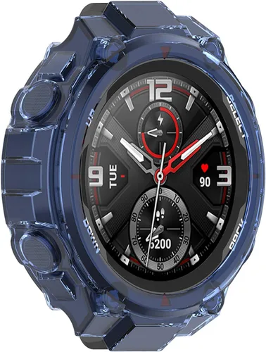Vista 4 de Funda compatible con Amazfit T-Rex/T-Rex Pro Watch con banda, funda protectora de TPU de alta transparencia y correas de repuesto de silicona