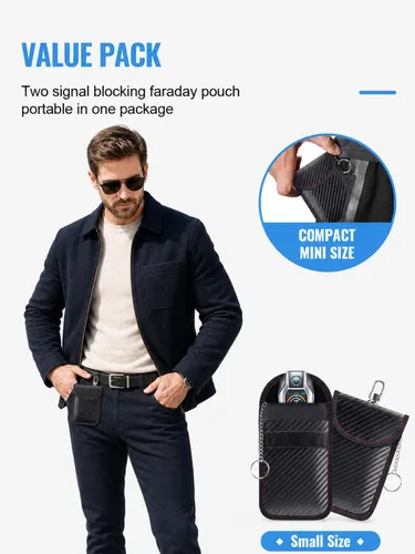 Vista 6 de lanpard Bolsa Faraday para Llaves de Coche, Bolsa Faraday, Soporte de Bloqueo de Señal RFID para Coche, Protector de Llavero, Jaula de Llavero