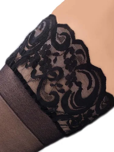 Vista 6 de Plus tamaño Hosiery Sheer Lace parte superior Stay Up Thigh High Stockings de silicona