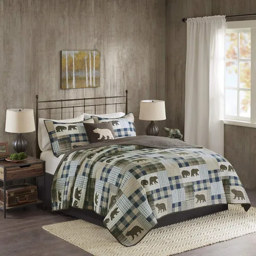 Vista 16 de Woolrich Juego de edredón reversible – Estilo cabaña invertido a color sólido, colcha ligera para todas las estaciones, capa de ropa de cama