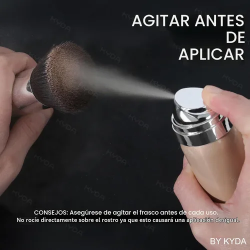 Vista 5 de KYDA AirBrush Foundation Spray, Bruma de maquillaje para base sedosa, Cobertura impecable para un acabado nude cremoso y suave, Fórmula duradera