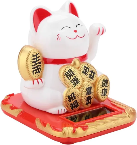 Vista 8 de Tosuny Solar Luck Kitty, gato de buena suerte, gato que hace llamas, lindo gatito chino, gato de la suerte, brazo agitador trae salud, riqueza
