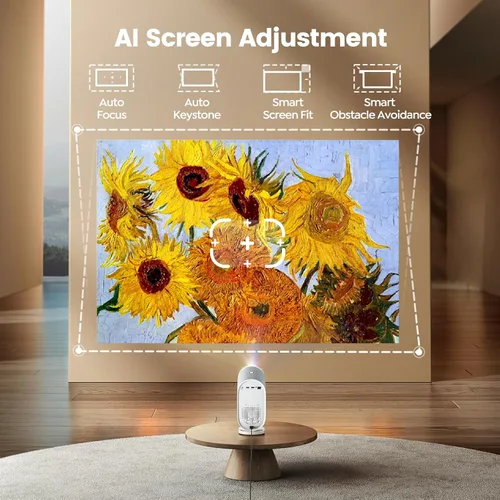 Vista 3 de Proyector de cine en casa con audio Dolby y altavoces de 20 W, proyector WiFi6 compatible con 1080P 4K con Bluetooth y HDMI ARC, proyector