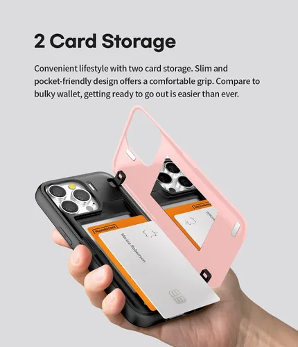 Vista 5 de GOOSPERY Parachoques magnético para puerta compatible con iPhone 13 Pro, tarjetero tipo cartera, cierre automático, protección de doble capa Rosa