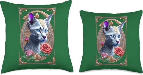 Vista 3 de Pet and Animal Lover Gifts, Sphynx Cat Ornate Sphynx, almohada de gato esfinge, 16 x 16, multicolor