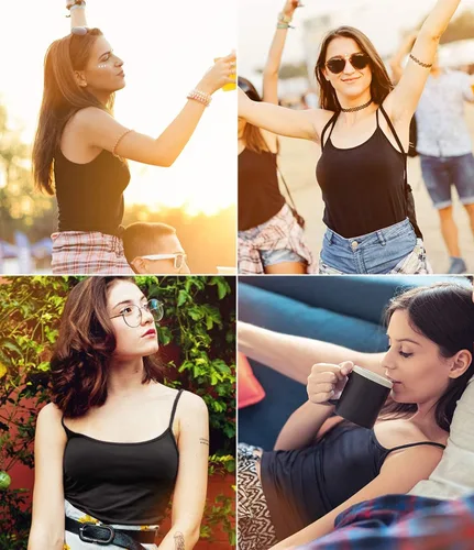 Vista 5 de Air Curvey 4 camisolas para mujer, camisolas básicas, camiseta ajustable, camiseta sin mangas con tirantes delgados