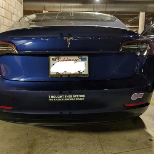 Vista 6 de Adhesivo para parachoques de Tesla, I Bought This Before We Knew Elon Was Crazy! Original Viral Sticker para Tesla Owner Regret - Accesorios