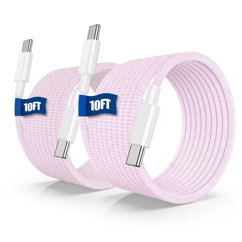 Vista 13 de Cable de carga rápida USB C a C de 10 pies, 60 W de carga rápida tipo C a C, cable de carga para Apple iPhone Duo/18 Pro 17 Pro Max/17 Air/16 Pro/15