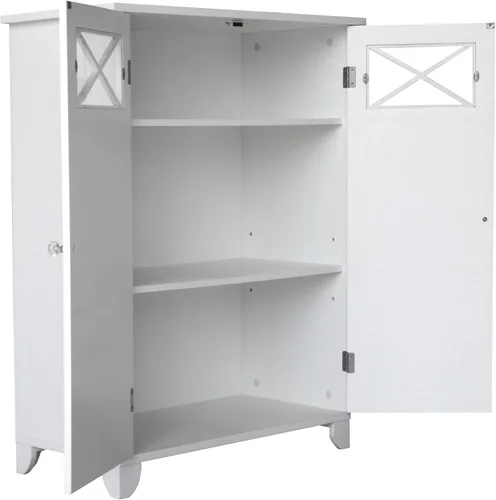 Vista 8 de Elegant Home Fashions Dawson gabinete sobre piso, Blanco Gabinete de corte cruzado