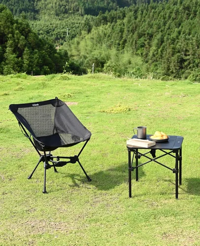 Vista 9 de iClimb Silla plegable ultraligera compacta y antihundimiento, color negro