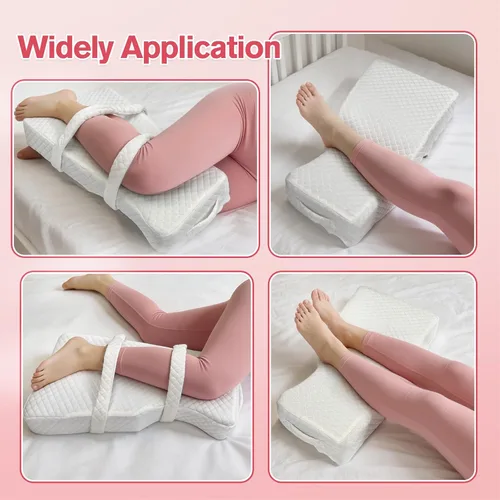 Vista 6 de Almohada de rodilla para dormir de lado, almohada de espuma viscoelástica con correa de 2 capas para ajustar la altura entre las piernas, almohadas