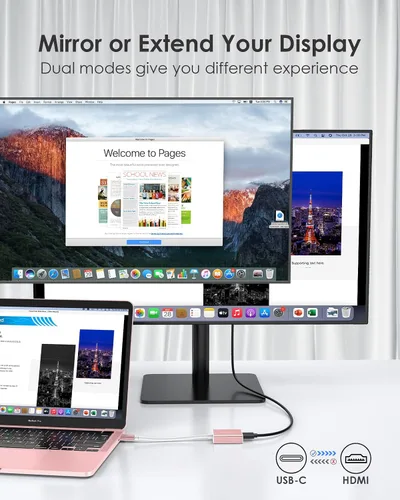 Vista 9 de LENTION Adaptador USB C a HDMI compatible con iPhone 17/18 a HDMI adaptador para TV, Thunderbolt 3/4 a HDMI para MacBook Pro, iMac/Air, iPad