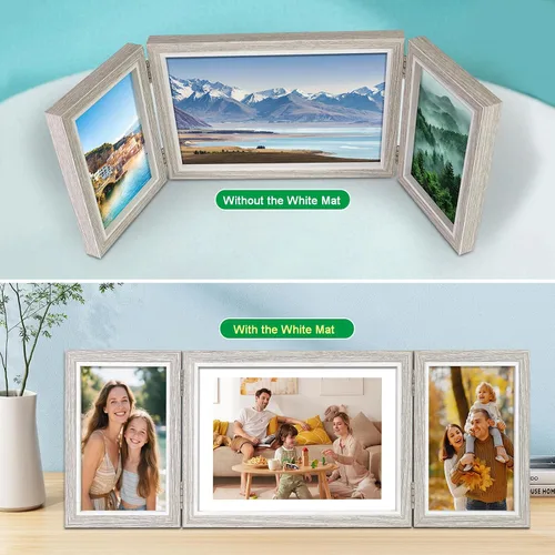 Vista 5 de ZEEYUAN Marco de fotos plegable con bisagras de 4 x 6 y 5 x 7 pulgadas, regalos para mamá madre, día de la madre, regalos para mamá de hija hijo