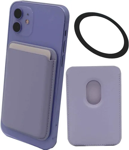 Vista 7 de Cartera magnética para tarjetas con anillo para MagSafe iPhone 14/13/12 Mini Plus y Pro Max, funda de cuero resistente y segura para teléfono