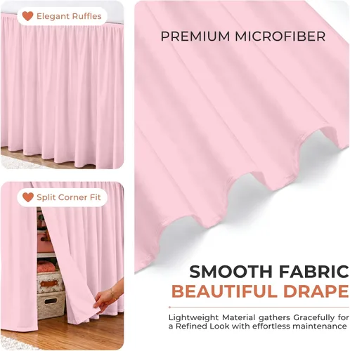 Vista 82 de Dorm Ruffle Twin XL 28" Drop Extra Long BedSkirt, Premium Brushed Microfiber Tailored Drop, Put On Elastic Long Dust Ruffle, Split Corner, Bedroom