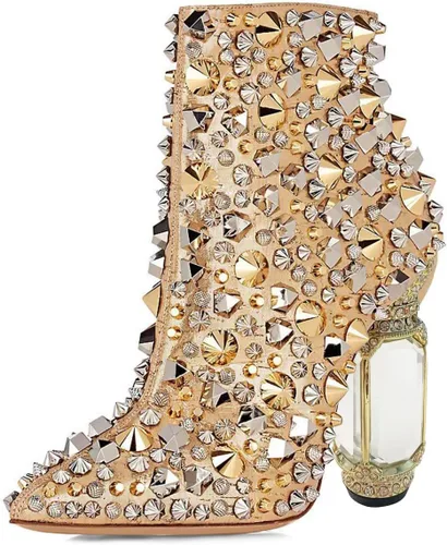 Vista 74 de FSJ Botas de tacón alto con punta puntiaguda para mujer, con tacón alto, con cremallera lateral brillante, estilo casual, para uso diario, zapatos
