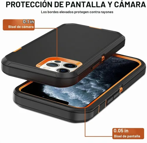 Vista 5 de Funda para iPhone 11 Pro Max con funda de clip para cinturón, 2 protectores de pantalla, protección contra caídas de grado militar, cuerpo completo
