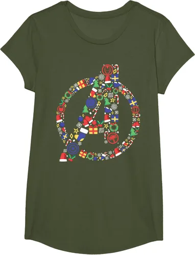 Vista 38 de Marvel Avengers A Logo Symbol Holiday Christmas Icons Camiseta, Negro