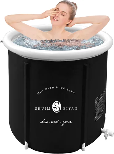 Vista 5 de Bañera de hielo grande para atletas, bañera portátil independiente para adultos, bañera de terapia de agua fría para recuperación, bañera