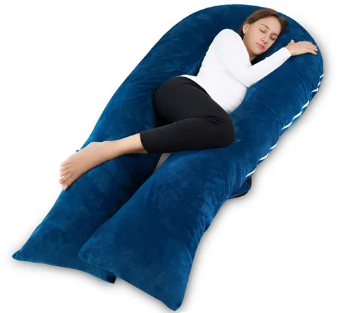 Vista 24 de Meiz - Almohadas de embarazo refrescantes para dormir, almohada corporal de maternidad para mujer embarazada, en forma de U, con funda de jersey