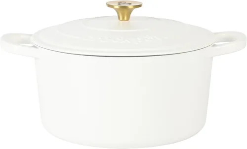 Vista 12 de Crock Pot Artisan - Cacerola redonda de hierro fundido esmaltado estilo horno holandés de 6 cuartos de galón, con tapa - Rojo degradado Rojo