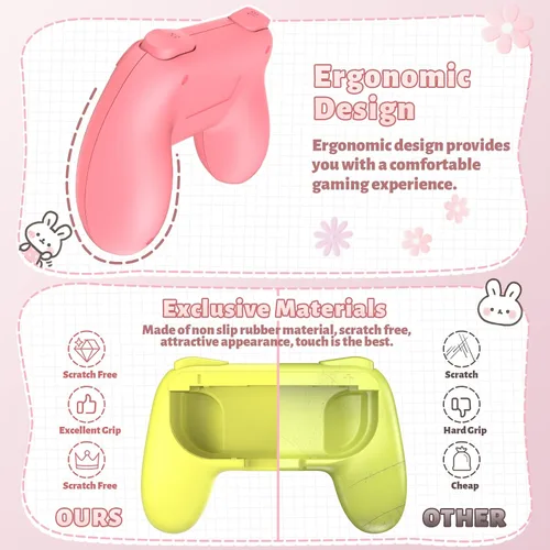 Vista 53 de FASTSNAIL Grips Compatible with Nintendo Switch for Joy Con & OLED Model for Joycon, Wear-resistant Handle Kit Compatible with Joy Cons Controllers