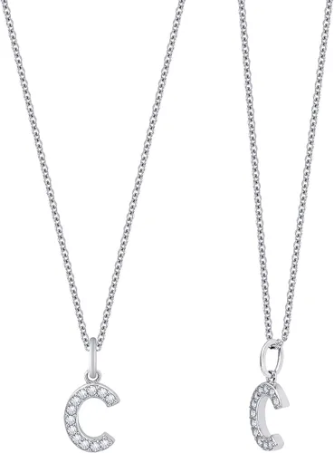 Vista 2 de Tienda Collection Platinum Plated Sterling Silver Infinite Elements Cubic Zirconia Initial Pendant Necklace 18