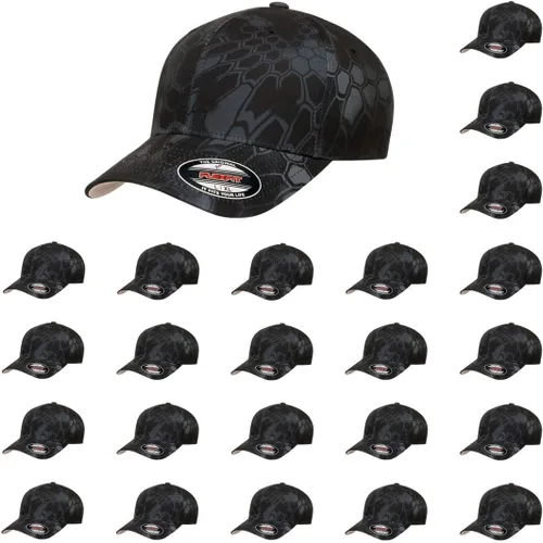 Vista 24 de Gorra de béisbol Flexfit Wooly Combed Premium de 6 paneles estructurada Ajuste elástico Paquete al por mayor disponible Negro