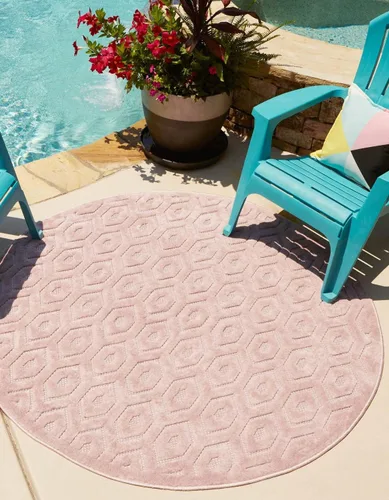 Vista 19 de Unique Loom Outdoor Trellis Textured Collection - Alfombra espacial (2 x 3 pies, rectangular, aguamarina y marfil)