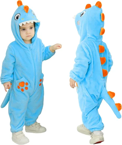 Vista 8 de TONWHAR Animal Costume for Infants & Toddlers - Boys & Girls One-Piece Romper Jumpsuit for Halloween & Daily Playwear Pink Dinosaur