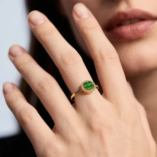 Vista 8 de Collar para ansiedad, anillos para la ansiedad para mujeres, anillos de trébol de cuatro hojas, anillo de preocupación de color dorado